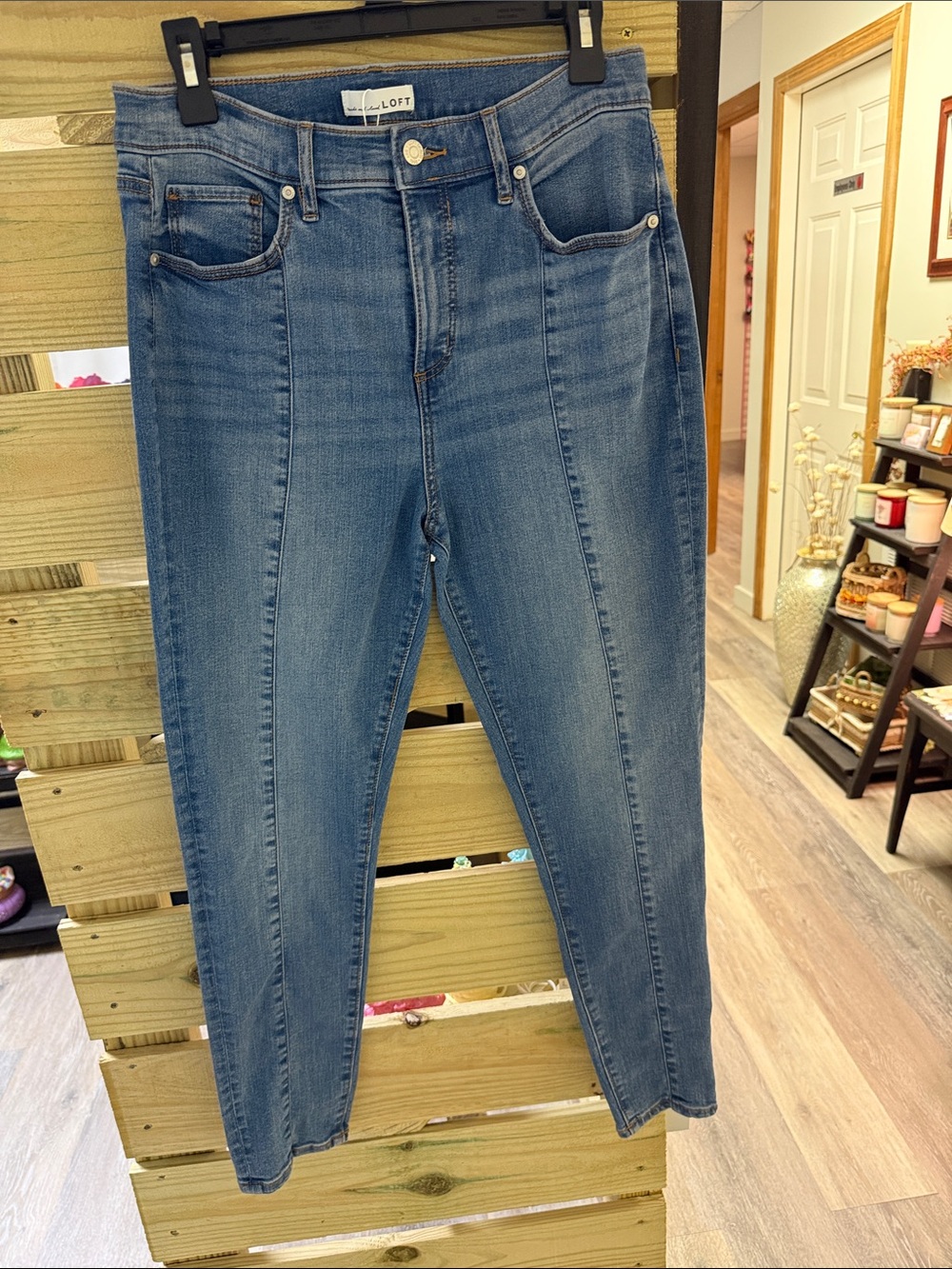 LOFT Women's Medium Blue High-Rise Jeggings with Front Seams